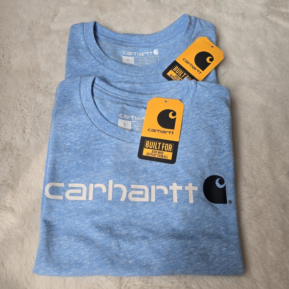 2x Carhartt Kids Light Blue Short Sleeve T-Shirts